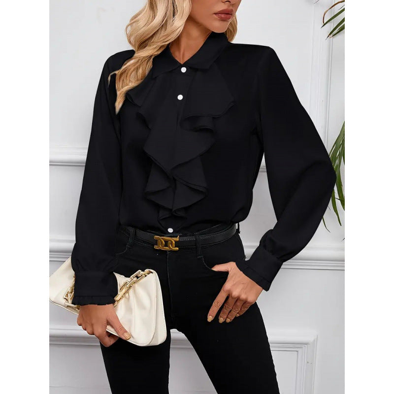 Damen Bluse mitraffinierten Rüschendetails und eleganten Ärmeln ModeGeist