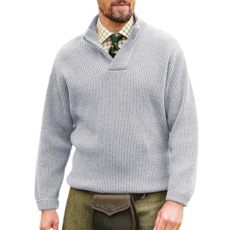 Herren Strickpullover mit modernem Stehkragen und feiner Rippstruktur ModeGeist
