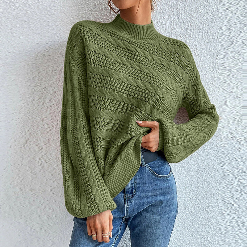 ModeGeist | Pullover - Damen Winter Zopfmuster Pullover