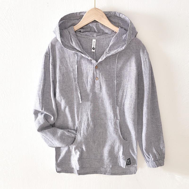 Hochwertiger Leinen-Kapuzenpullover von Fudus im Oxford-Stil