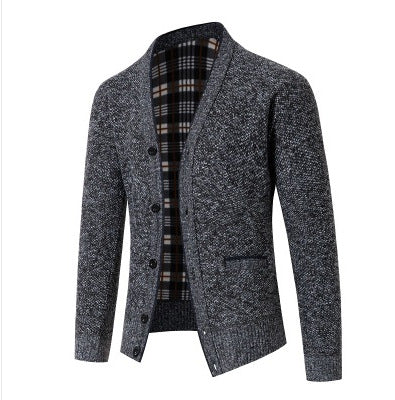 Herren eleganter Strickcardigan mit Karomuster ModeGeist