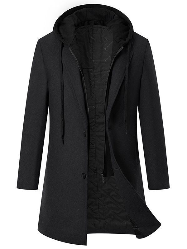 Damen eleganter Mantel mit abnehmbarer Kapuze und Fleece-Futter ModeGeist
