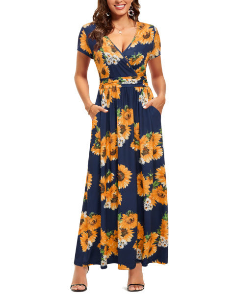 Elegantes Damen-Maxikleid mit Wickelausschnitt und Seitentaschen von MODEGEIST