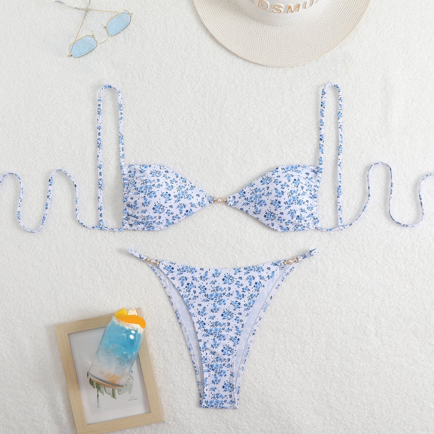 Modischer Dreieck-Bikini mit Blumenmuster für Damen