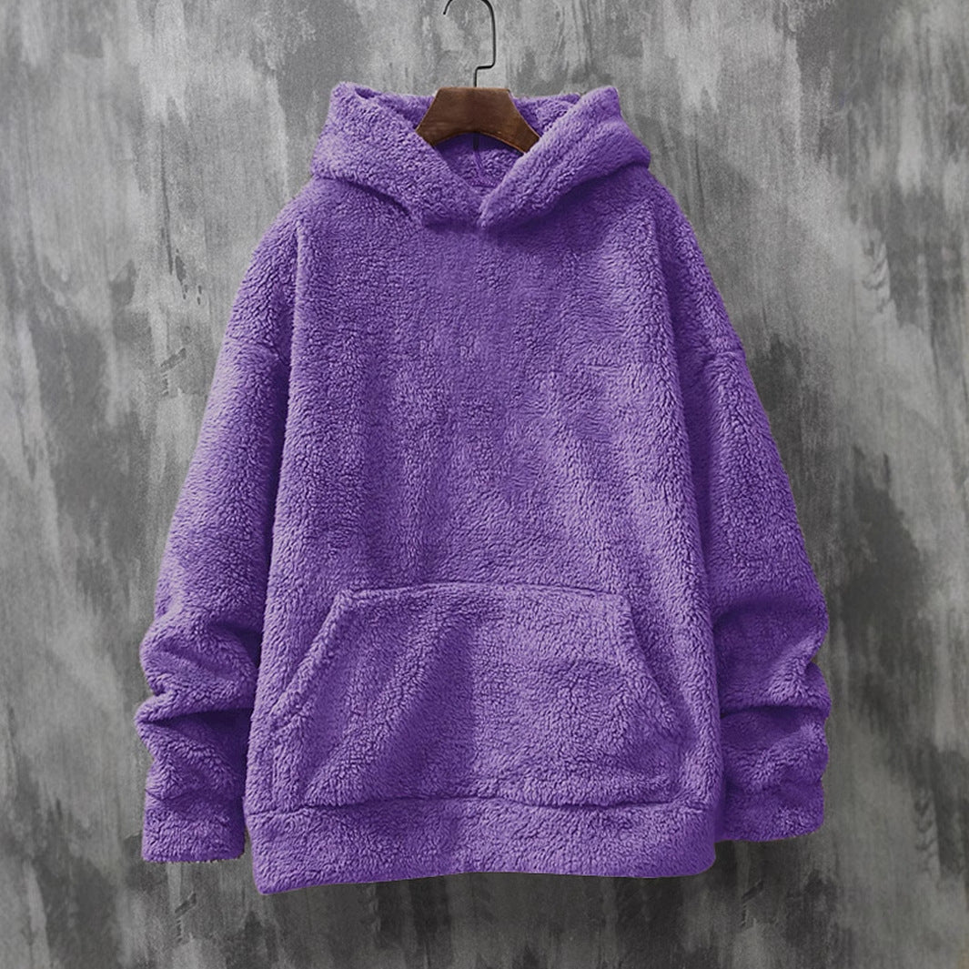 Damen Kuscheliger Fleece-Pullover mit Kapuze und praktischen Taschen ModeGeist
