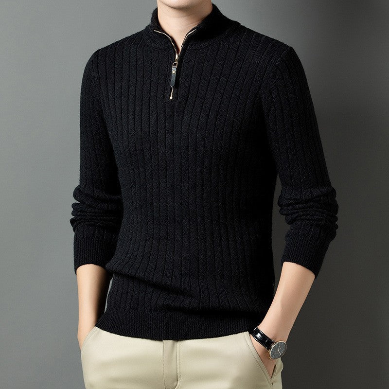 Herren Strickpullover mit modernem Stehkragen im Rippdesign ModeGeist