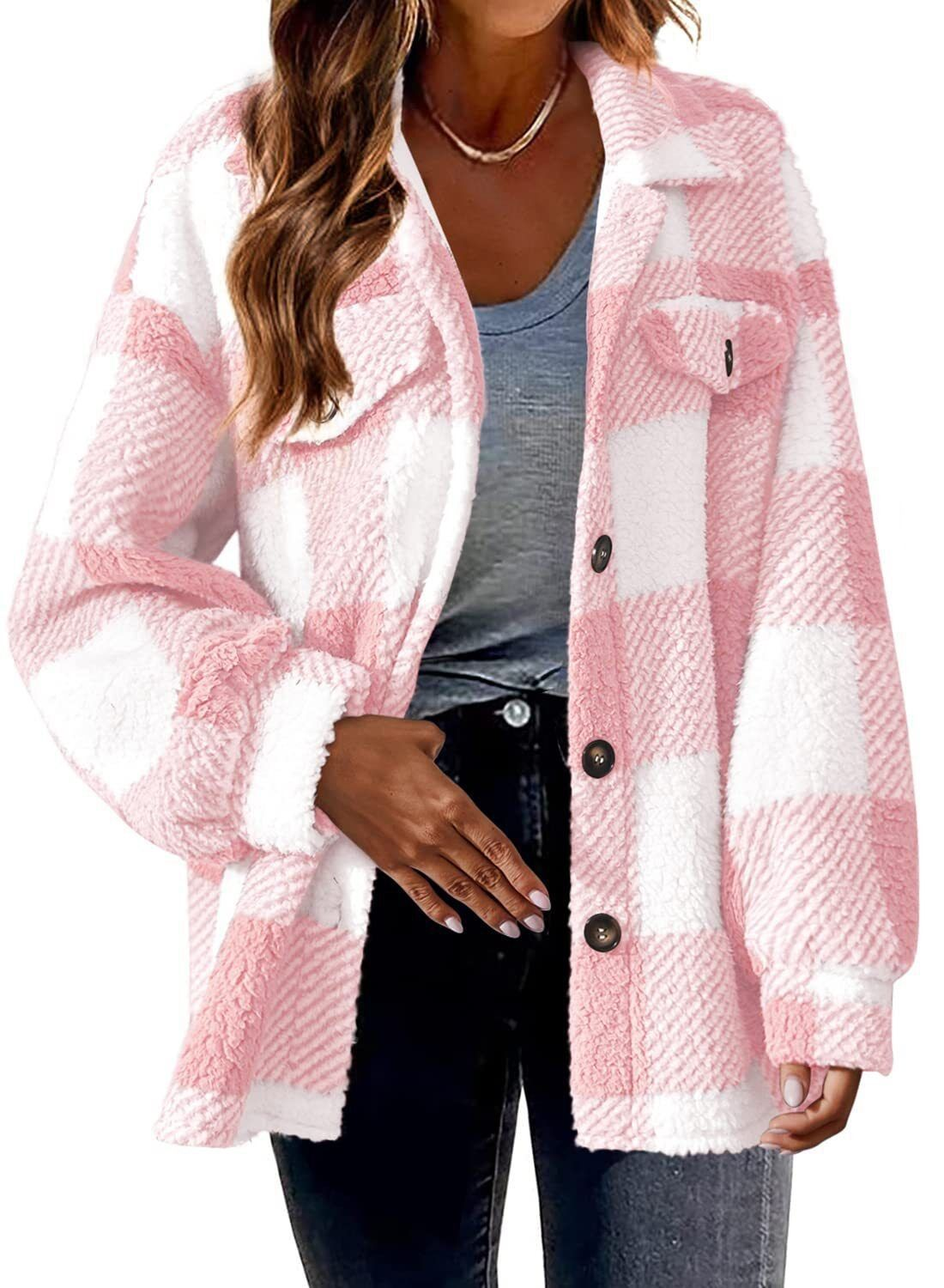 ModeGeist | Fleecejacke mit Karomuster Warm