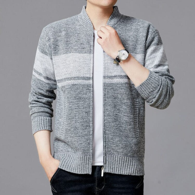 Herren Strickjacke mit modernem Zipper und strukturiertem Design ModeGeist