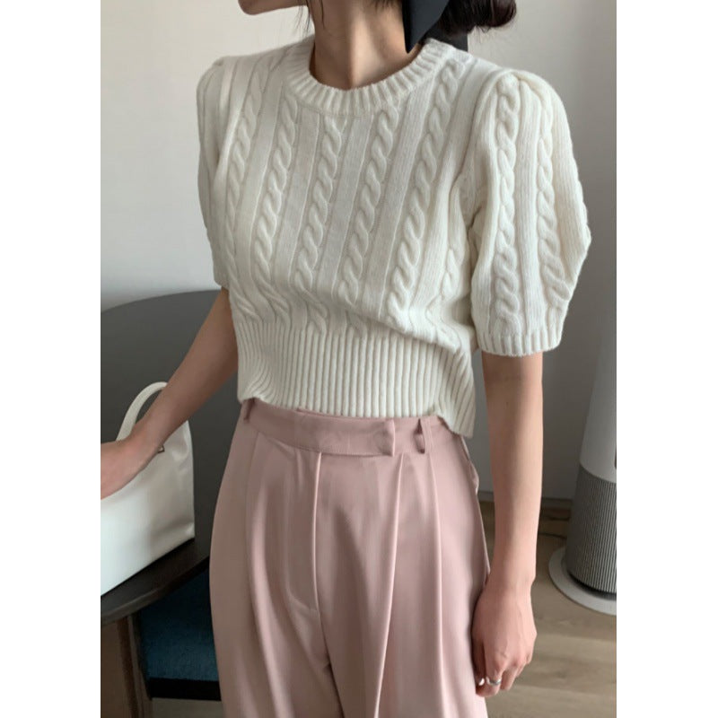 Damen Strickpullover mit voluminösen Ärmeln und Zopfmuster ModeGeist