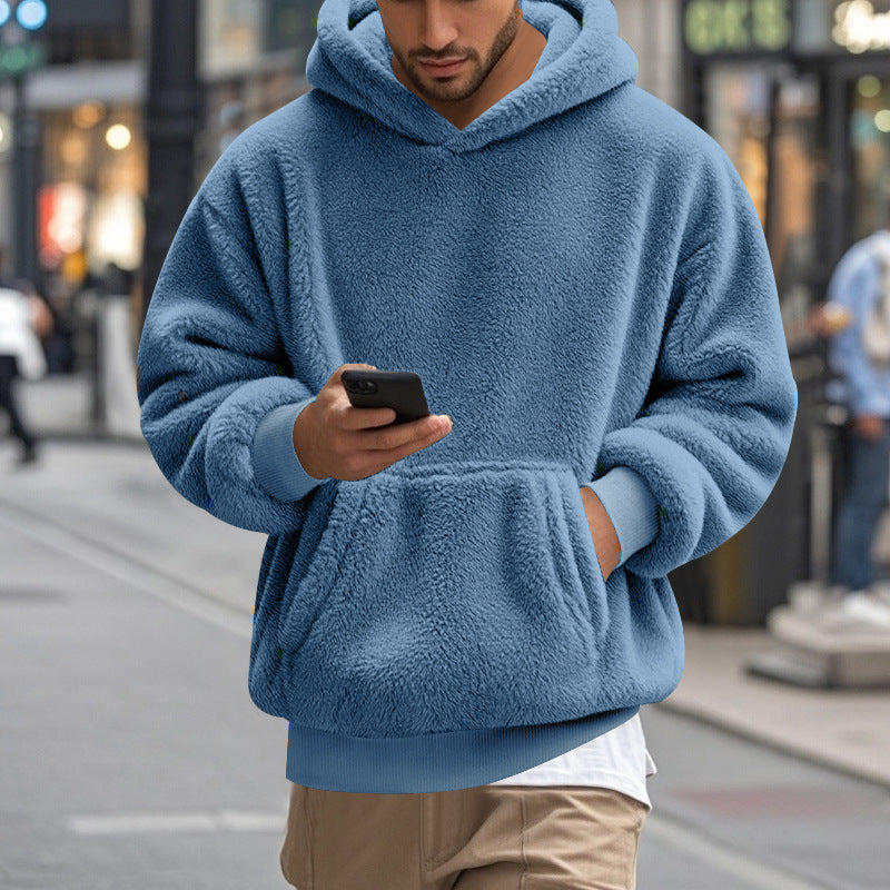 Herren übergroßer Fleece-Hoodie mit Kängurutasche und gemütlichem Schnitt ModeGeist