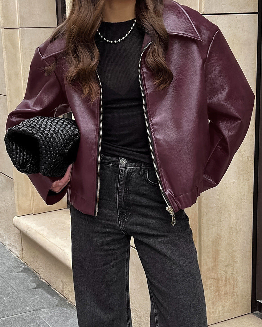 ModeGeist | Lift Matte Cropped Pu-Leder Bikerjacke