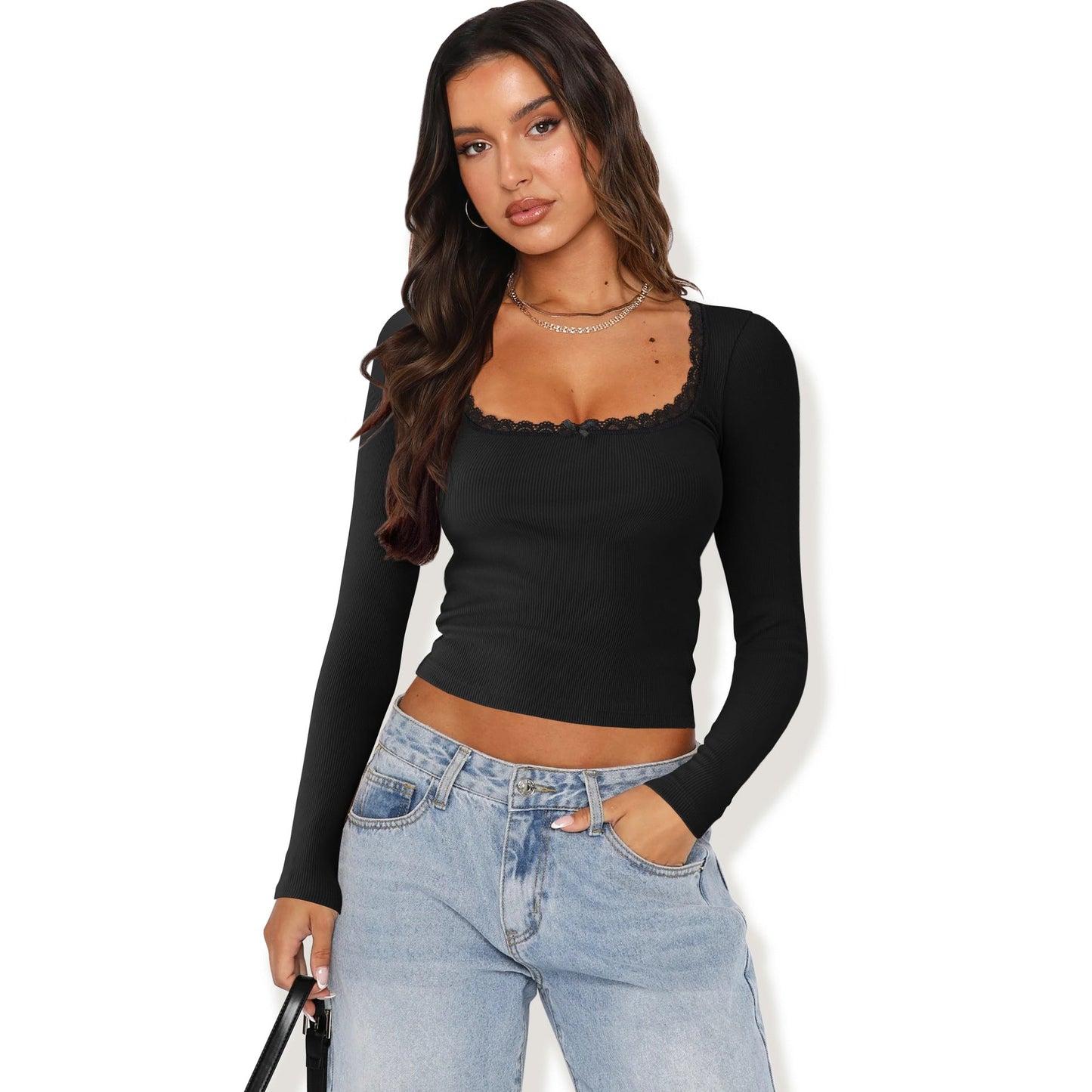 Damen Langarmshirt mit eleganter Rüsche und körpernaher Passform ModeGeist