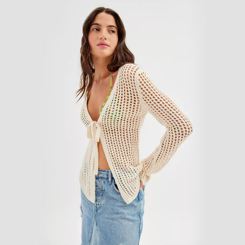 Modischer leichter Cardigan aus offenem Strick für Damen