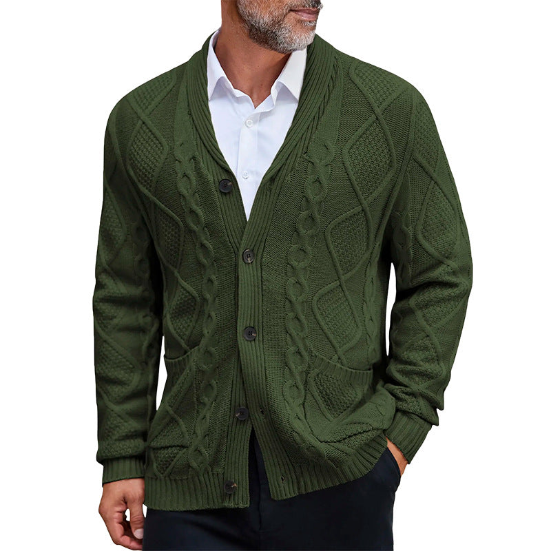Herren Grobstrickjacke mit elegantem Zopfmuster und praktischen Taschen ModeGeist