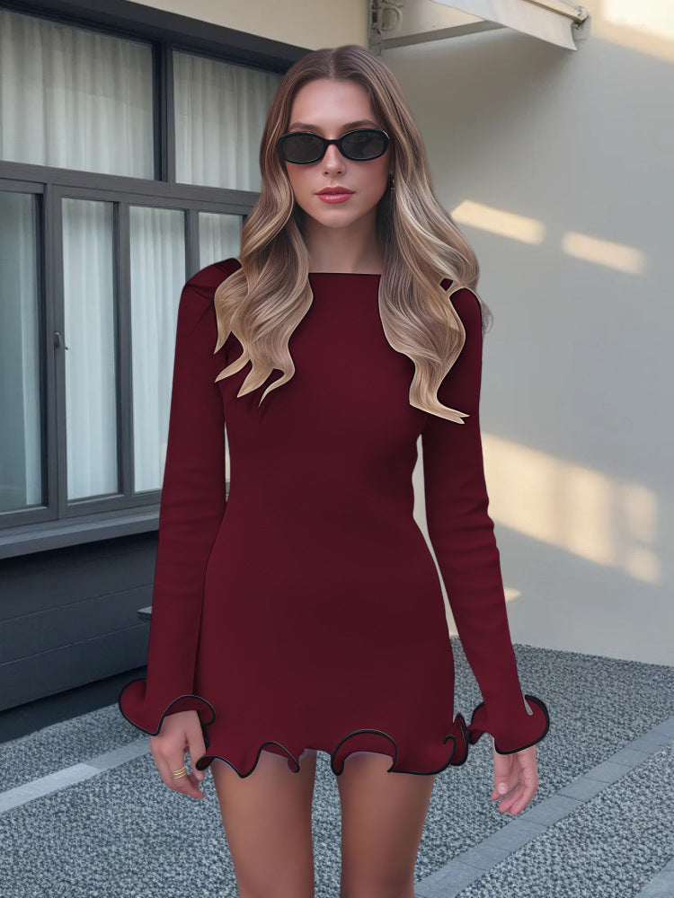 Damen Elegantes Minikleid mit skulpturalen Volantärmeln und figurbetontem Schnitt ModeGeist