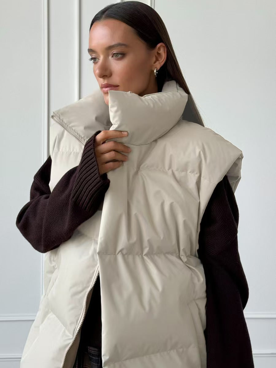 Damen Steppweste mit hohem Kragen und Taschen ModeGeist