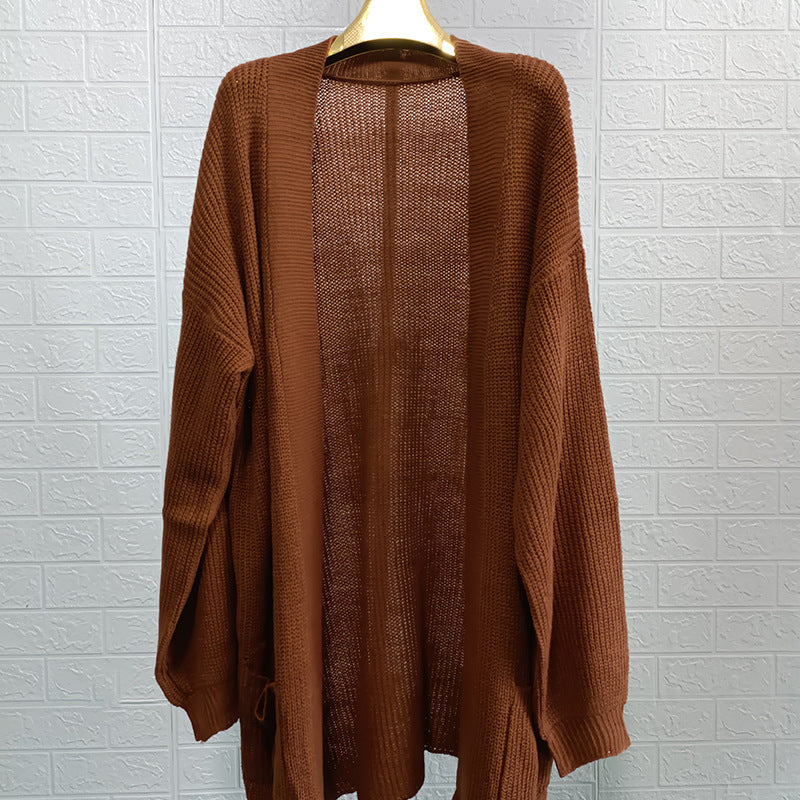 Damen Strickjacke mit offener Front und strukturiertem Design ModeGeist