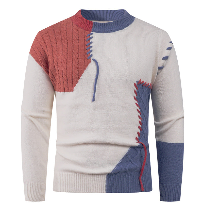 Herren modischer Strickpullover mit asymmetrischem Zopfmuster ModeGeist