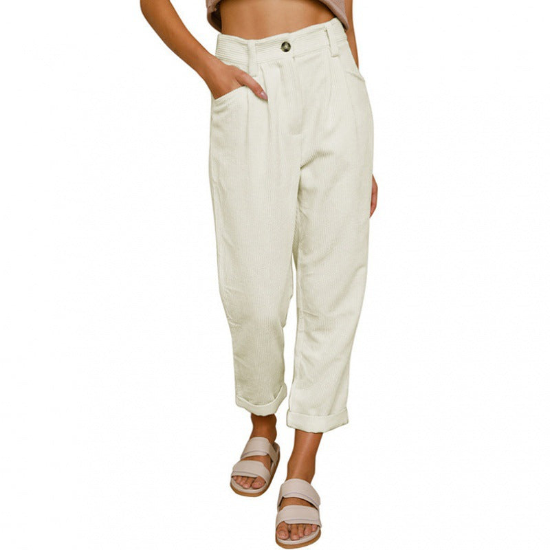 Elegante Damenhose mit hoher Taille und Falten