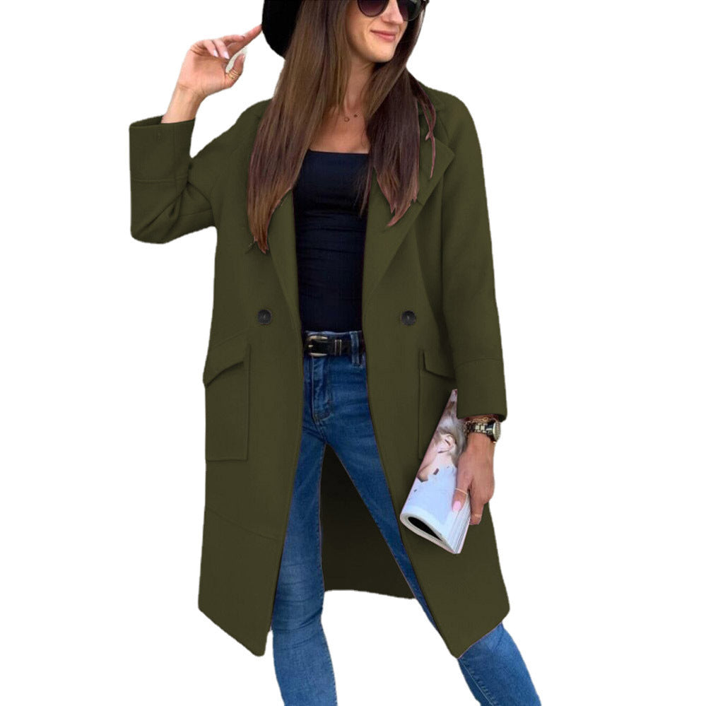 Damen lässiger Oversized-Mantel mit modernen Taschen und elegantem Revers ModeGeist