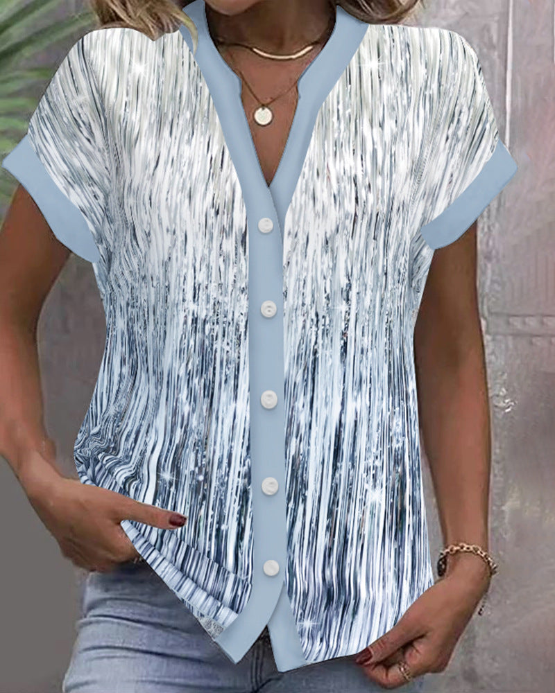 Elegante Damenbluse mit Streifenmuster und weichen Details von MODEGEIST