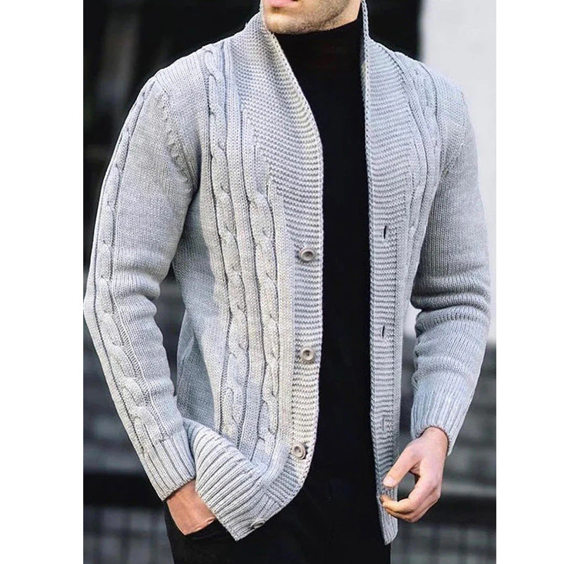 Herren Strickjacke mit robustem Zopfmuster und langlebigem Knopfverschluss ModeGeist
