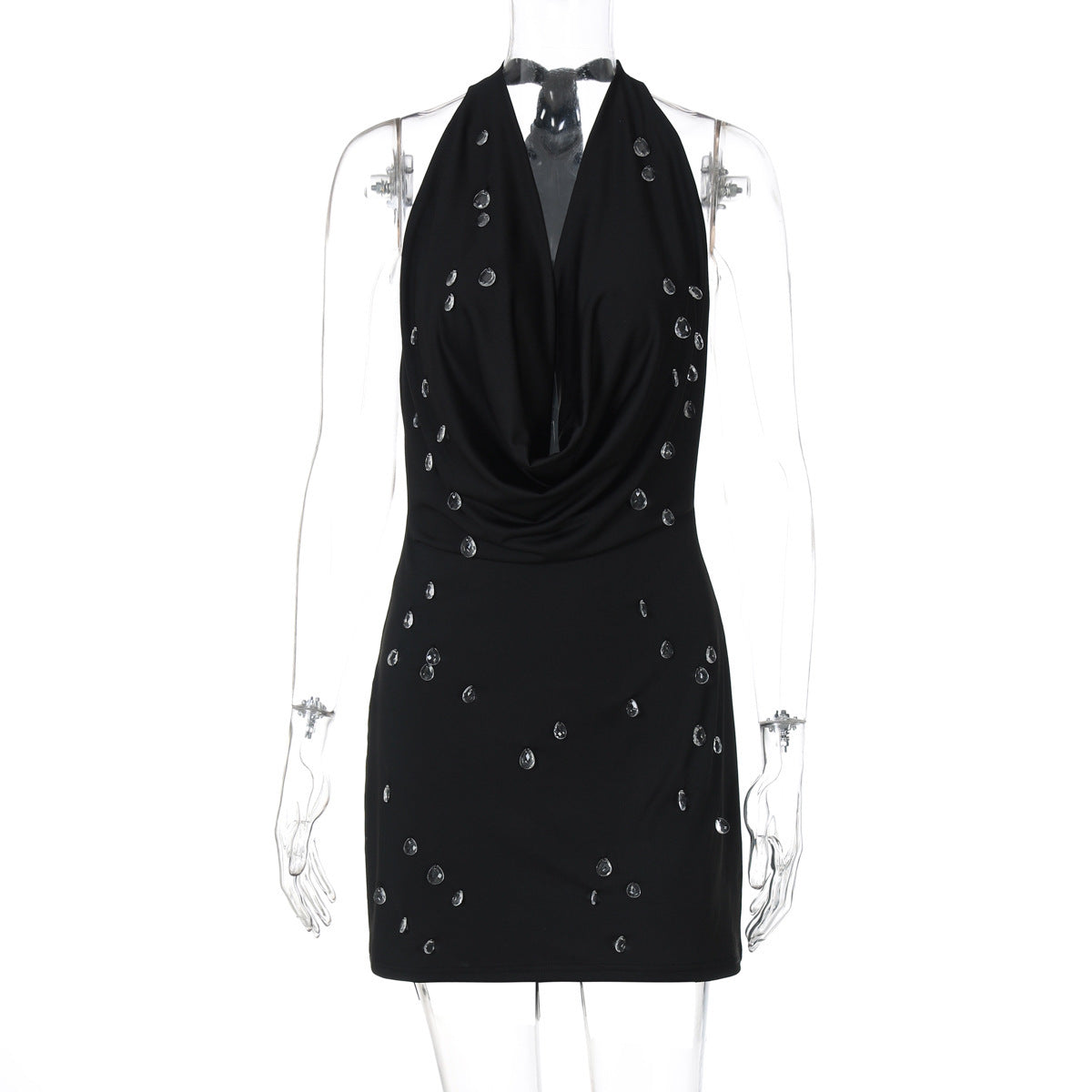 Elegantes Wickelkleid für Damen mit tiefem V-Ausschnitt und funkelnden Details von MODEGEIST