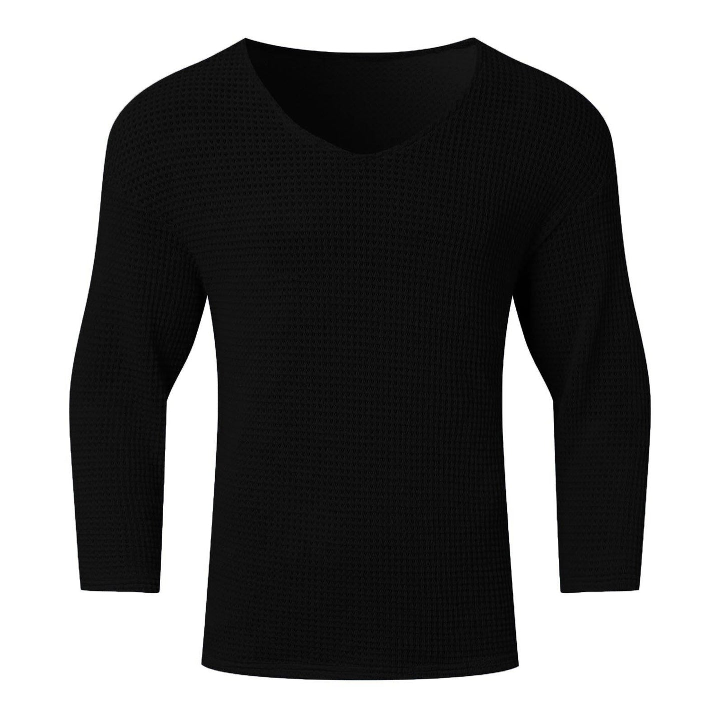 Herren Waffelstruktur V-Ausschnitt Langarmshirt ModeGeist