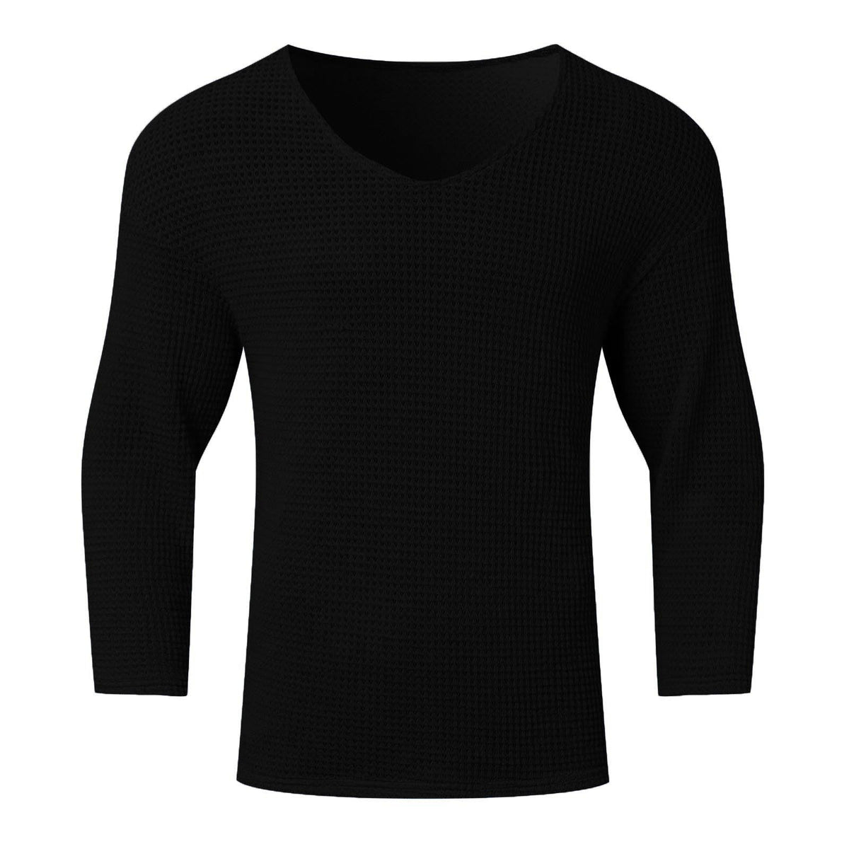 Herren Waffelstruktur V-Ausschnitt Langarmshirt ModeGeist