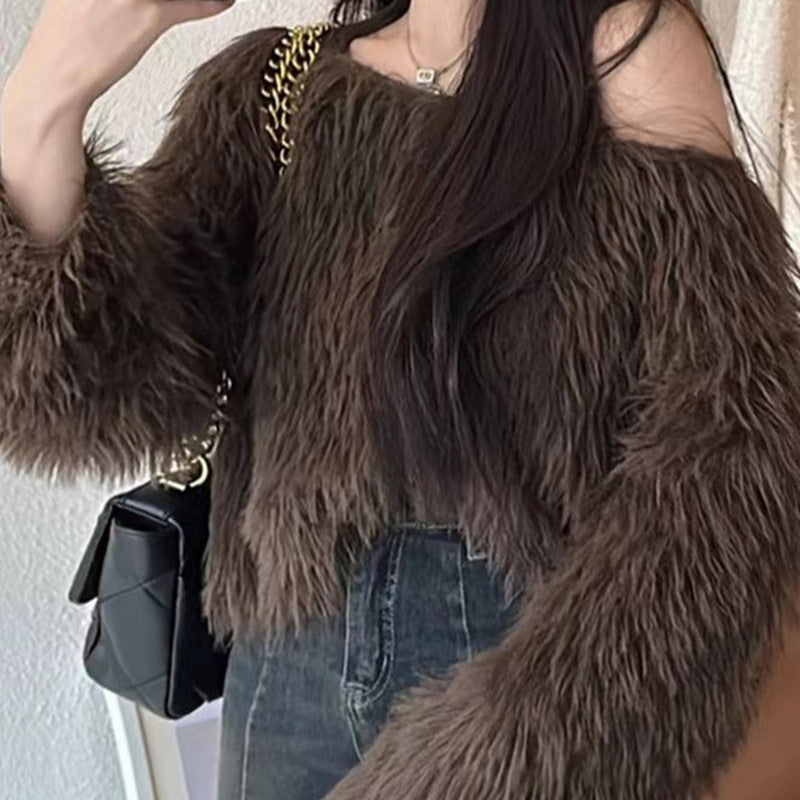 Damen Flauschiger Pullover mit lockerem Schnitt und weichen Ärmeln ModeGeist