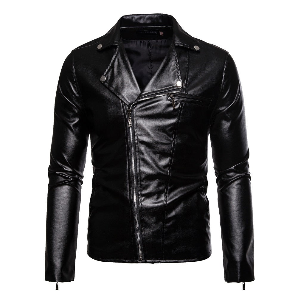 Herren moderne Bikerjacke mit asymmetrischem Reißverschluss und optik ModeGeist