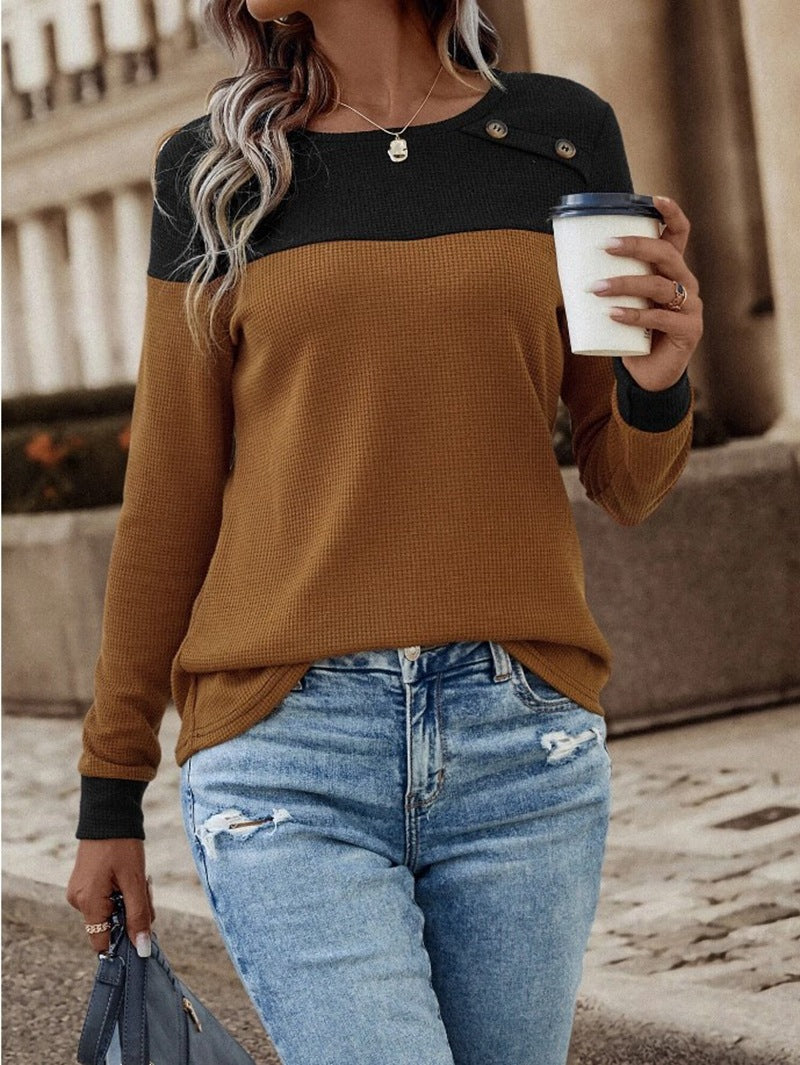Damen Pullover mit strukturiertem Design und Button-Details ModeGeist