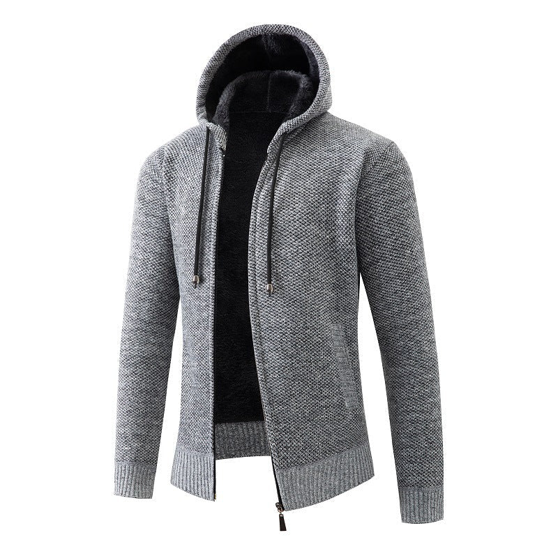 Herren bequeme Strickjacke mit Kapuze ModeGeist