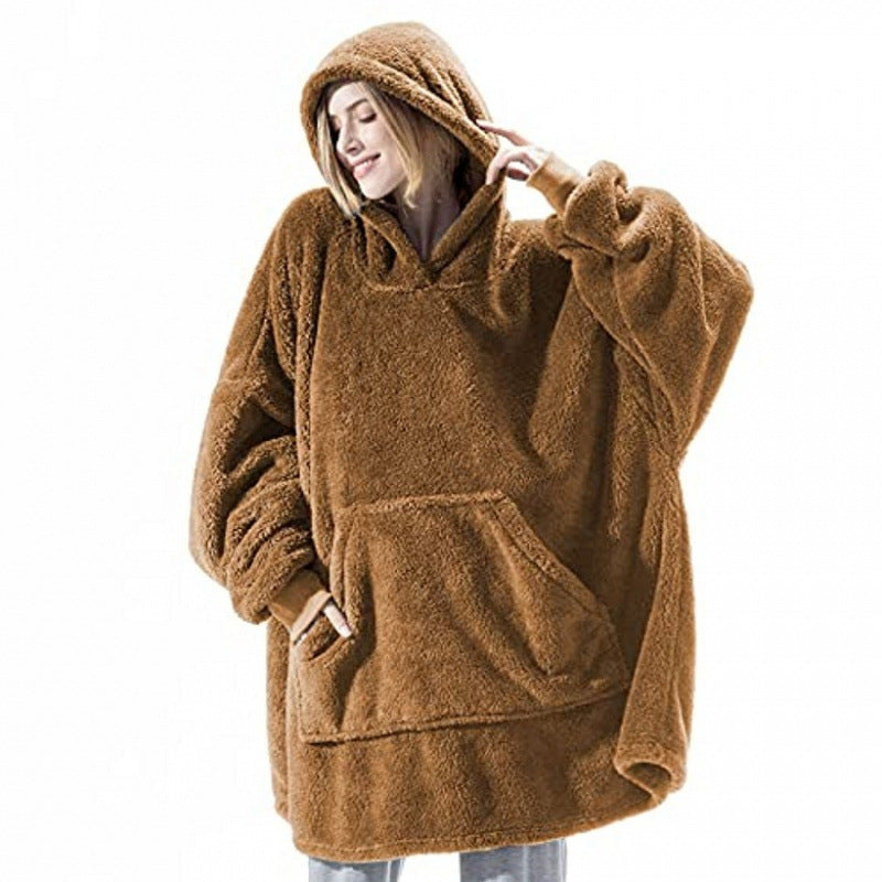 Damen Kuschelige Oversize-Hoodiejacke aus Fleece mit Kängurutasche ModeGeist