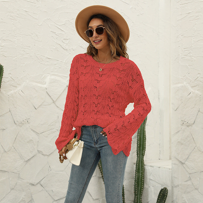Boho Damenpullover mit Spitze, modisch