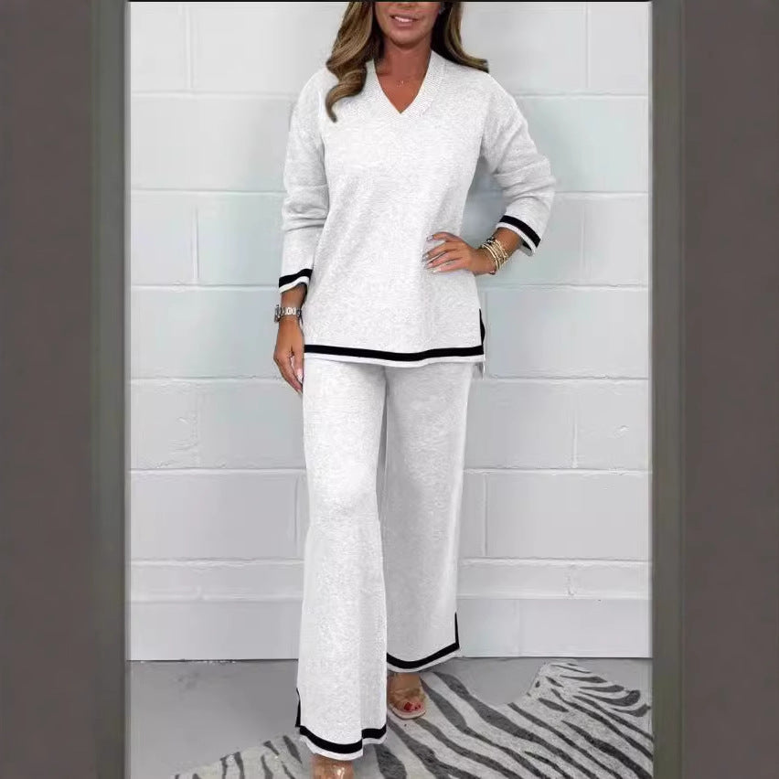 Damen Lässiges Strick-Set mit weitem Schnitt und eleganten Kontrasten ModeGeist