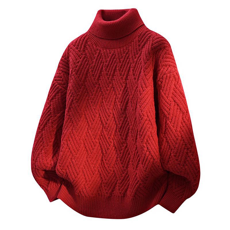 Damen Oversized Rollkragenpullover mit strukturiertem Zopfmuster ModeGeist