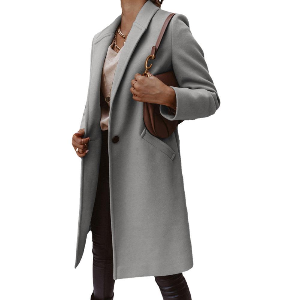 Damen Eleganter Langmantel mit schmalem Schnitt und tiefen Taschen ModeGeist