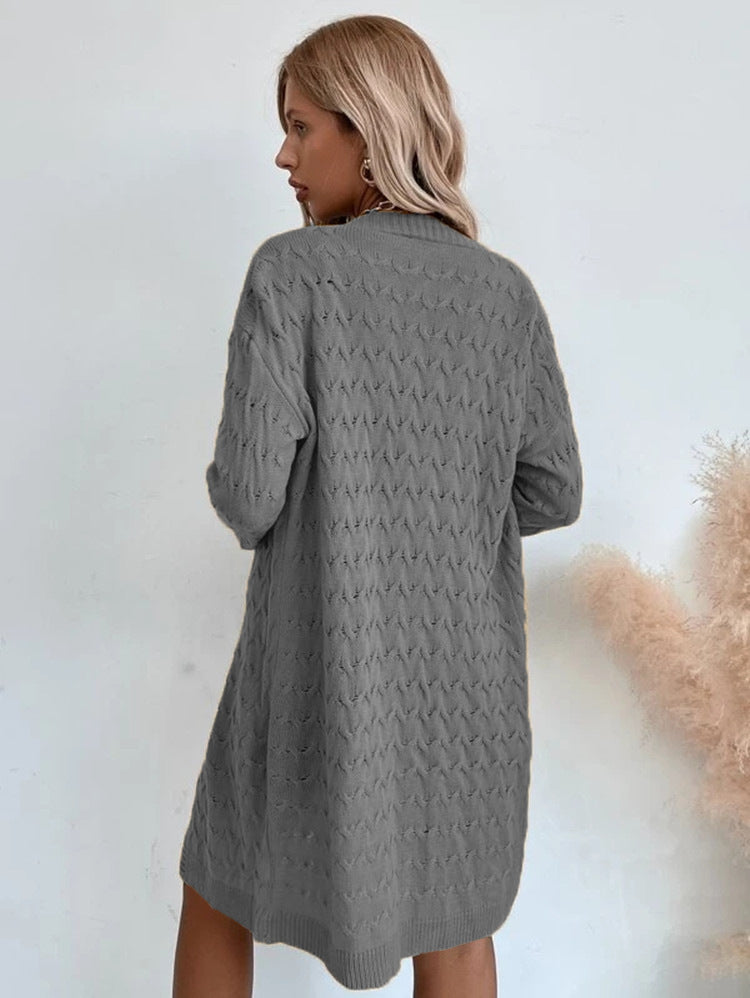 Damen Großer Strickmantel mit strukturiertem Muster und lässigem Schnitt ModeGeist