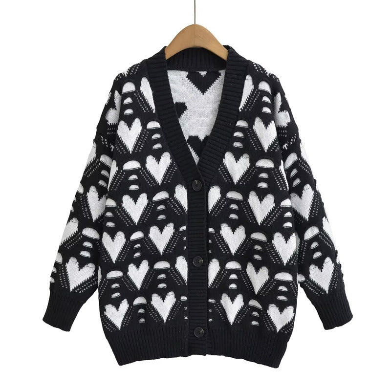 Damen Strickjacke mit Herzenmuster ModeGeist