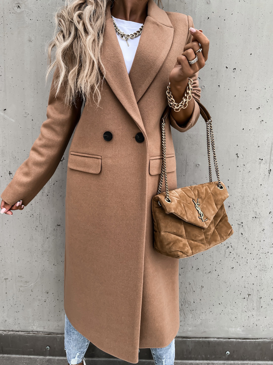 Damen eleganter Wollmantel im Oversized-Stil ModeGeist
