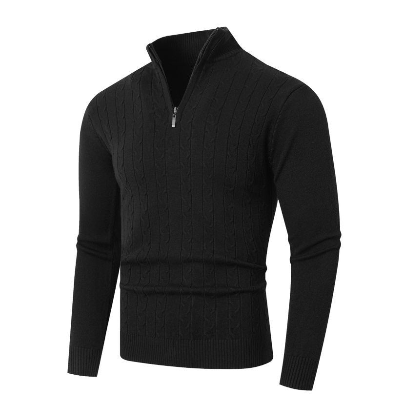Herren Strickpullover mit modernem Zopfmuster und hohem Kragen ModeGeist