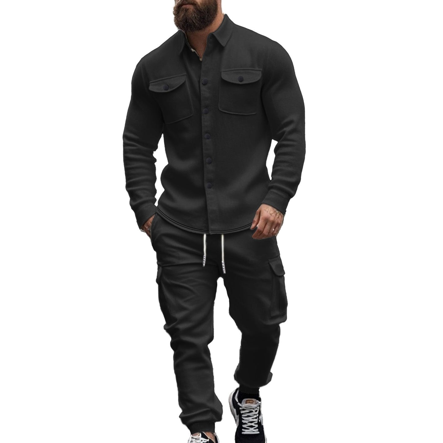 Herren Cargo-Set mit lässigen Hemd und elastischen Hosen ModeGeist
