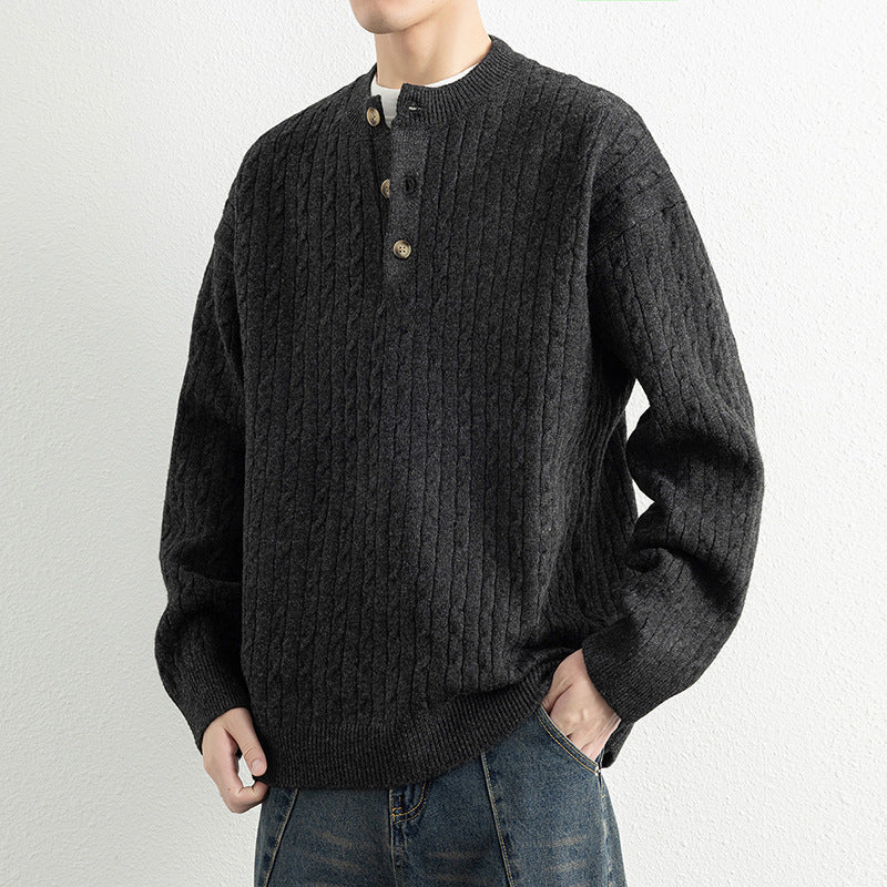 Herren Strickpullover mit Knopfdetails und strukturierter Oberfläche ModeGeist