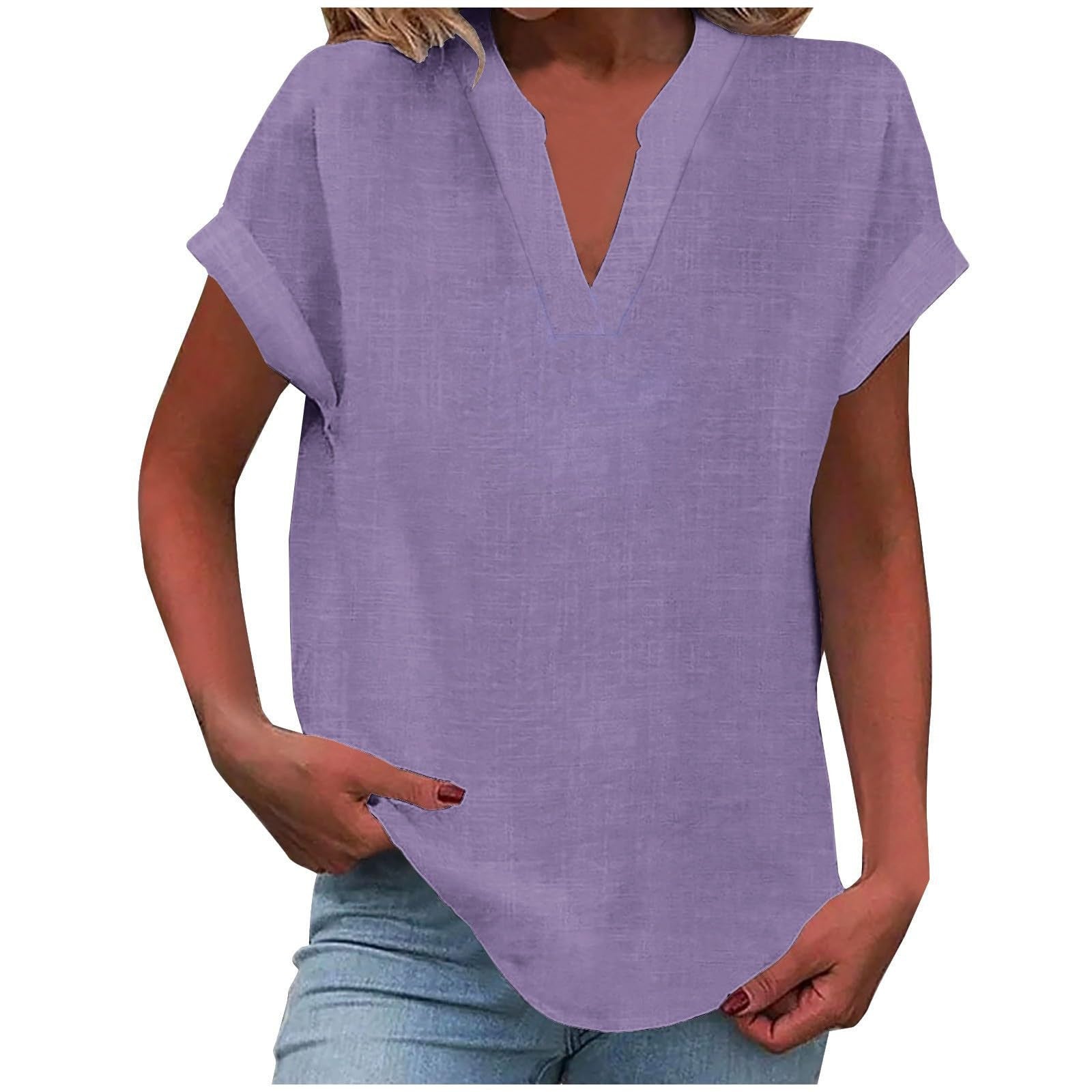 MODEGEIST Damen V-Ausschnitt Bluse Relaxed Fit Weiß