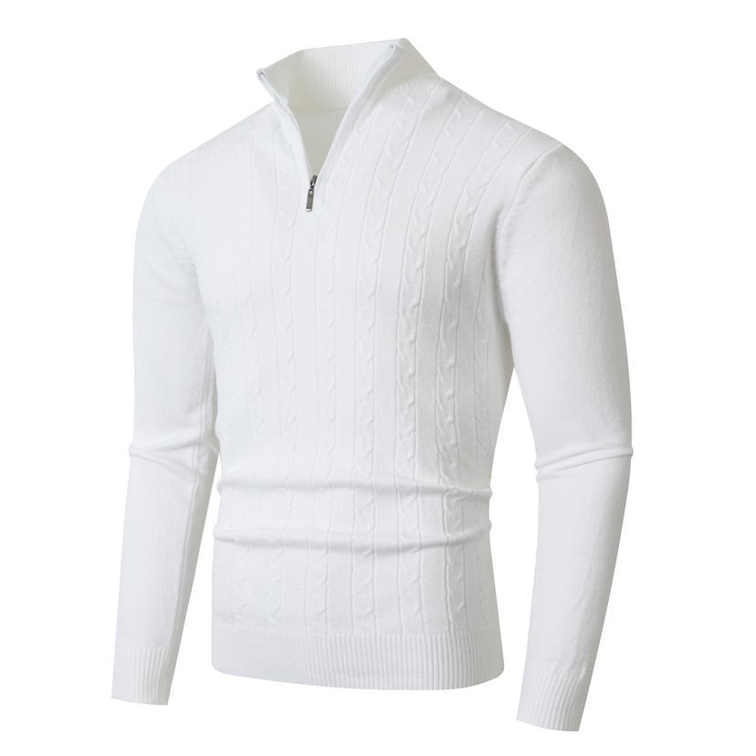 Herren Strickpullover mit modernem Zopfmuster und hohem Kragen ModeGeist