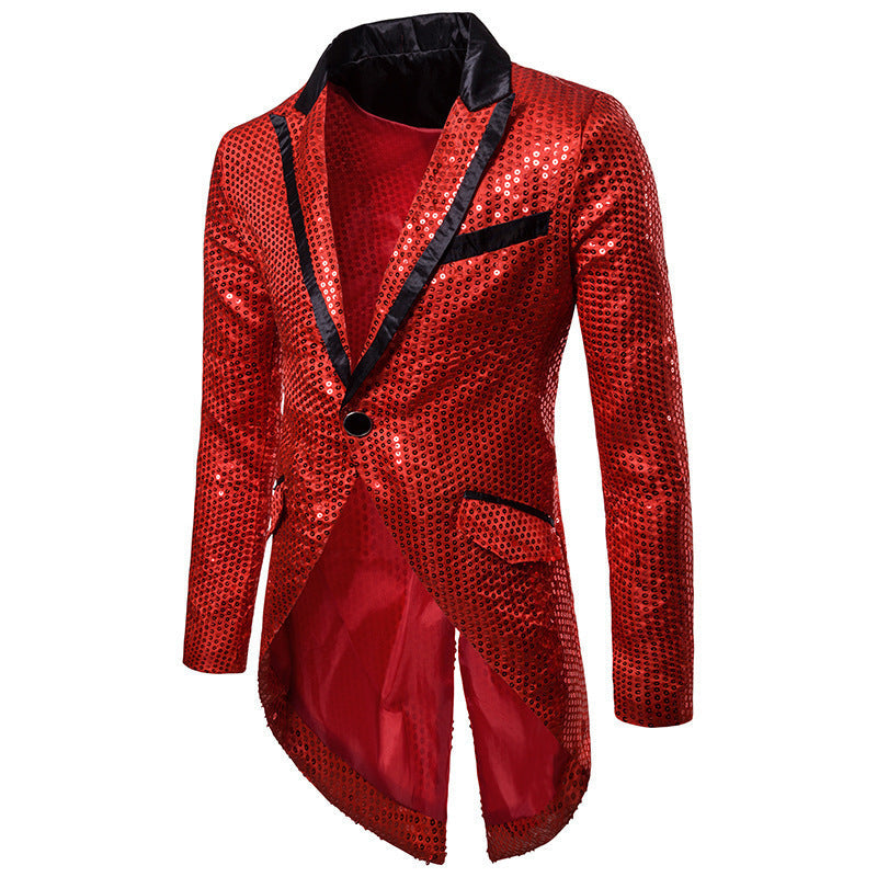 Herren eleganter Pailletten-Blazer mit asymmetrischem Schnitt und luxuriösem Design ModeGeist