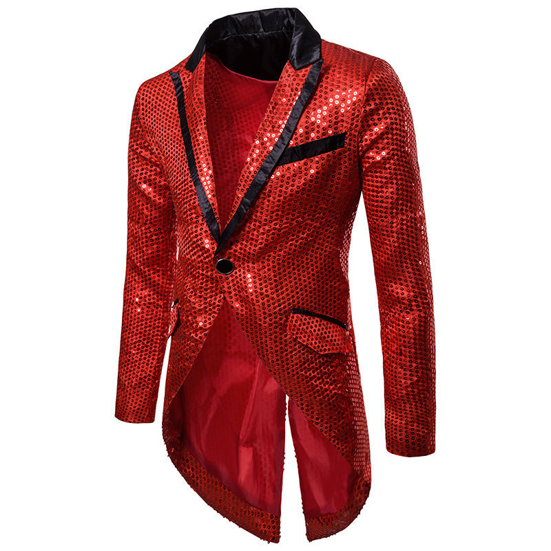 Herren eleganter Pailletten-Blazer mit asymmetrischem Schnitt und luxuriösem Design ModeGeist