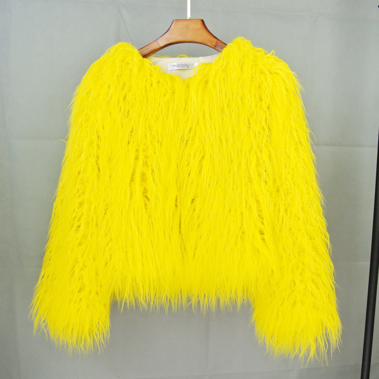 Damen Flauschige Kunstfelljacke mit lockerer Passform und voluminösem Design ModeGeist