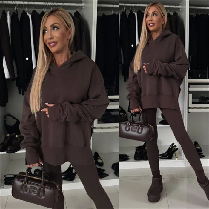 Damen legere Kapuzenpullover mit tierischem Muster und Daumenlöchern ModeGeist